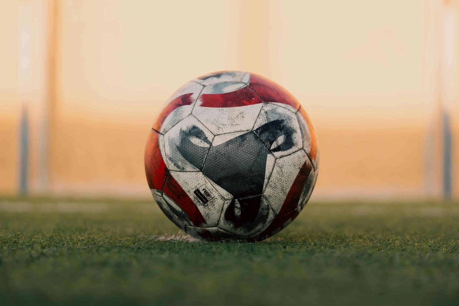 Football on the pitch close up