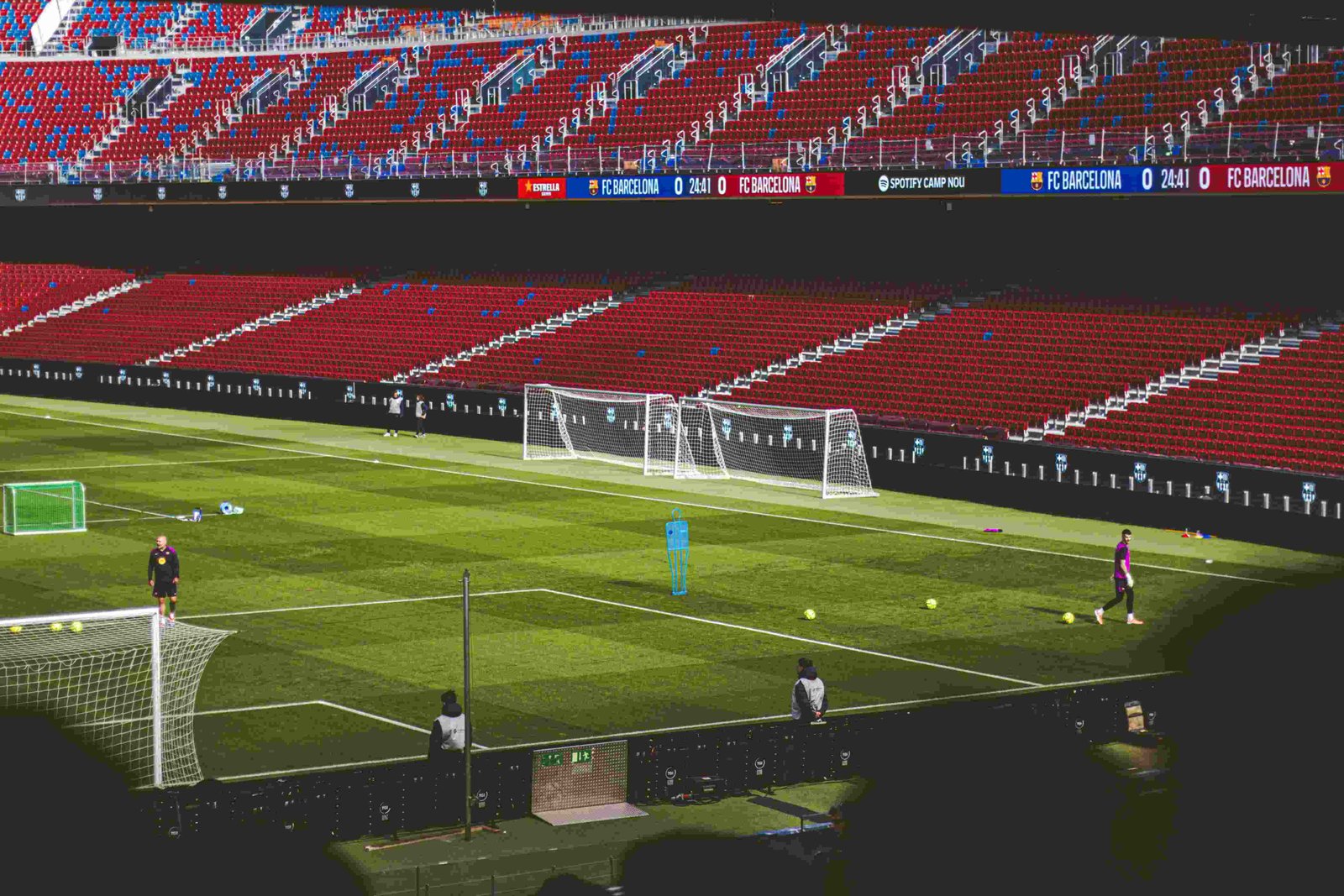 Empty football stadium with goals